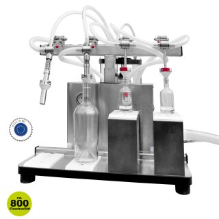Vakuum-Abfüller elektrisch mit 4 Abfüll-Stationen, Ultrafiller 2 x 14mm Füllstutzen 2 x Mignon, geeignet bis 80°C, Flüssigkeiten, Saft, Wein / Most, Branntwein, Essig, Speise-Öl, Parfüm, 230V, mit automatischem Rücklauf  made in EU (Versand kostenlos*)