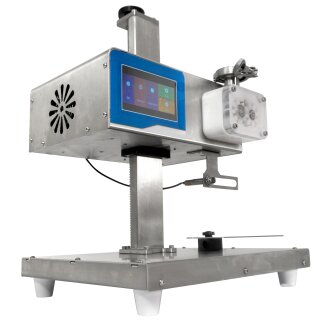 Dosierfüller Fischer-Lahr® FüllTronic 9-X, Abfüller für Creme, Gel, Honig, Zahnradpumpe, 50-18.000cP, Edelstahl, Touchscreen, Auslösung per Lichtschranke, Fußschalter o. autom. Zeitintervall, Ansaug-Schlauch o. optionalem Trichter (Versand kostenfrei*)